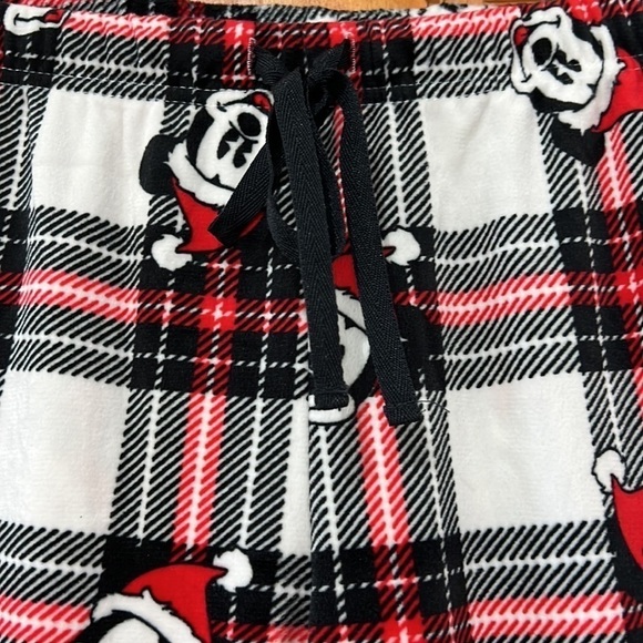 Disney Christmas Fleece Loungewear Sleep Pants with a Mickey wearing a Santa Hat - Picture 2 of 4
